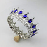 Maxbell Vintage Bridal Crystal Rhinestone Tiara Crown Queen Hair Costume Blue