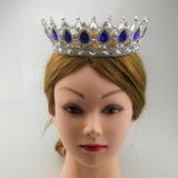 Maxbell Vintage Bridal Crystal Rhinestone Tiara Crown Queen Hair Costume Blue