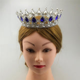 Maxbell Vintage Bridal Crystal Rhinestone Tiara Crown Queen Hair Costume Blue