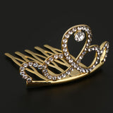 Max Mini Rhinestone Drop Crown Tiara Wedding Banquet Hair Jewelry Gold