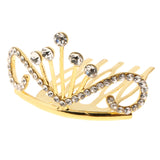 Max Glitter Rhinestone Drop Crown Tiara Comb Wedding Prom Hair Costume Gold