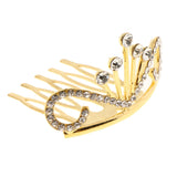 Max Glitter Rhinestone Drop Crown Tiara Comb Wedding Prom Hair Costume Gold