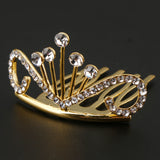 Max Glitter Rhinestone Drop Crown Tiara Comb Wedding Prom Hair Costume Gold