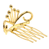 Max Glitter Rhinestone Drop Crown Tiara Comb Wedding Prom Hair Costume Gold