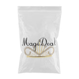 Max Glitter Rhinestone Drop Crown Tiara Comb Wedding Prom Hair Costume Gold