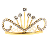Max Glitter Rhinestone Drop Crown Tiara Comb Wedding Prom Hair Costume Gold