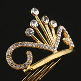 Max Glitter Rhinestone Drop Crown Tiara Comb Wedding Prom Hair Costume Gold