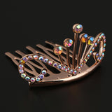Max Glitter Rhinestone Drop Crown Tiara Comb Wedding Prom Hair Costume Rose Gold