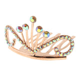 Max Glitter Rhinestone Drop Crown Tiara Comb Wedding Prom Hair Costume Rose Gold