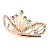 Max Glitter Rhinestone Drop Crown Tiara Comb Wedding Prom Hair Costume Rose Gold