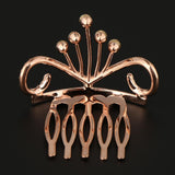 Max Glitter Rhinestone Drop Crown Tiara Comb Wedding Prom Hair Costume Rose Gold