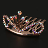 Max Glitter Rhinestone Drop Crown Tiara Comb Wedding Prom Hair Costume Rose Gold