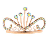 Max Glitter Rhinestone Drop Crown Tiara Comb Wedding Prom Hair Costume Rose Gold