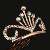 Max Glitter Rhinestone Drop Crown Tiara Comb Wedding Prom Hair Costume Rose Gold