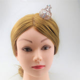 Max Sparkling Rhinestone Mini Crown Tiara Wedding Banquet Hair Jewelry Rose Gold