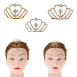 Max Mini Girls Kid Rhinestone Crown Bridal Tiara Hair Comb Accessories Silver