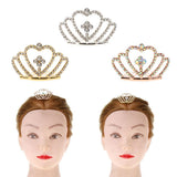 Max Mini Girls Kid Rhinestone Crown Bridal Tiara Hair Comb Accessories Silver
