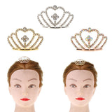 Max Mini Girls Kid Rhinestone Crown Bridal Tiara Hair Comb Accessories Silver