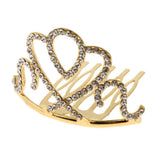 Max Princess Crystal Crown Mini Tiara with Comb Headpiece Jewlery Gold