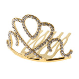 Max Princess Crystal Crown Mini Tiara with Comb Headpiece Jewlery Gold