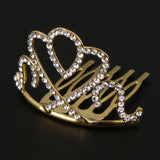 Max Princess Crystal Crown Mini Tiara with Comb Headpiece Jewlery Gold