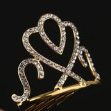 Max Princess Crystal Crown Mini Tiara with Comb Headpiece Jewlery Gold