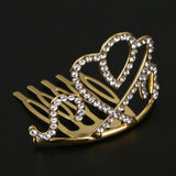 Max Princess Crystal Crown Mini Tiara with Comb Headpiece Jewlery Gold