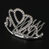 Max Princess Crystal Crown Mini Tiara with Comb Headpiece Jewlery Silver