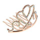 Max Princess Crystal Crown Mini Tiara with Comb Headpiece Jewlery Rose gold
