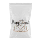 Max Princess Crystal Crown Mini Tiara with Comb Headpiece Jewlery Rose gold