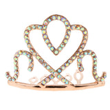 Max Princess Crystal Crown Mini Tiara with Comb Headpiece Jewlery Rose gold