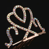 Max Princess Crystal Crown Mini Tiara with Comb Headpiece Jewlery Rose gold
