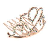 Max Princess Crystal Crown Mini Tiara with Comb Headpiece Jewlery Rose gold