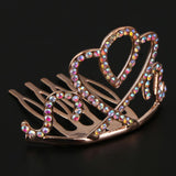 Max Princess Crystal Crown Mini Tiara with Comb Headpiece Jewlery Rose gold