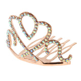 Max Princess Crystal Crown Mini Tiara with Comb Headpiece Jewlery Rose gold