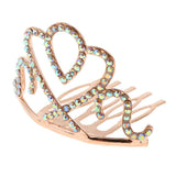 Max Princess Crystal Crown Mini Tiara with Comb Headpiece Jewlery Rose gold