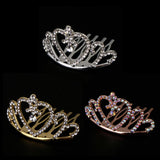 Maxbell Sparkling Rhinestone Mini Crown Tiara Comb Girl Princess Jewelry Silver