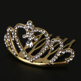 Maxbell Sparkling Rhinestone Mini Crown Tiara Comb Girl Princess Jewelry Gold