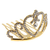 Maxbell Sparkling Rhinestone Mini Crown Tiara Comb Girl Princess Jewelry Gold