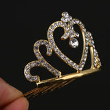 Maxbell Sparkling Rhinestone Mini Crown Tiara Comb Girl Princess Jewelry Gold