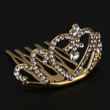 Maxbell Sparkling Rhinestone Mini Crown Tiara Comb Girl Princess Jewelry Gold