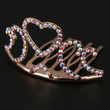 Maxbell Mini Tiara Princess Crystal Crown Hair Comb Headpiece Hair Jewelry Rose gold