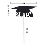 Maxbell 12Pcs Giltter Cupcake Topper Graduation Cap Party Cake Topper Black