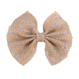 Maxbell 6Pcs Handmade Burlap Bows for Rustic Wedding Decoration Silver