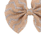Maxbell 6Pcs Handmade Burlap Bows for Rustic Wedding Decoration Silver