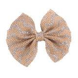 Maxbell 6Pcs Handmade Burlap Bows for Rustic Wedding Decoration Silver