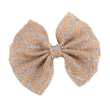Maxbell 6Pcs Handmade Burlap Bows for Rustic Wedding Decoration Silver