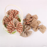 Maxbell 6Pcs Handmade Burlap Bows for Rustic Wedding Decoration Silver
