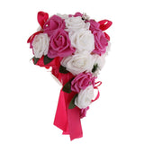Maxbell Wedding Bridal Artificial Foam Roses Flower Bouquet Wedding Decor  H