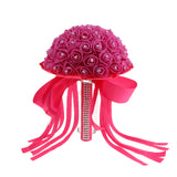 Maxbell Artificial Rhinestone Crystal Wedding Bridal Bouquet Hand Tied Flower Rose